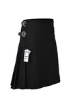 Men's 8 Yard Kilt for Men, Men's Deluxe Kilt, Scottish Tartan Kilt, Highland Wedding Kilt, Plain Black Kilt