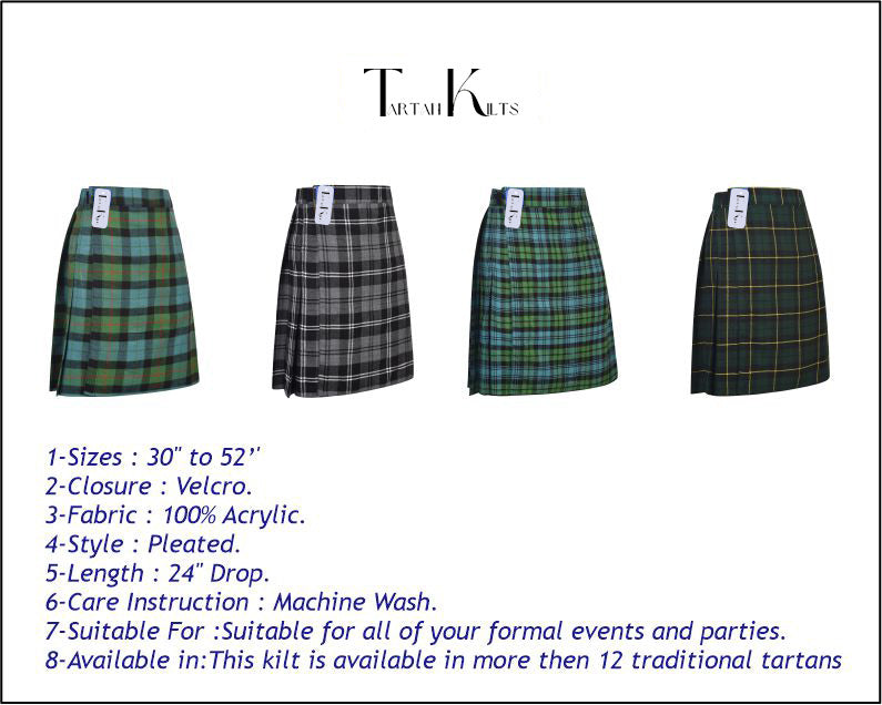 Mens Kilt for Sports, Our Golf Kilt Perfect for Traditional Scottish Clothing, Gunn Ancient Tartan Kilt