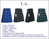 Men's 8 Yard Kilt for Men, Men's Deluxe Kilt, Scottish Tartan Kilt, Highland Wedding Kilt, Granite Kilt