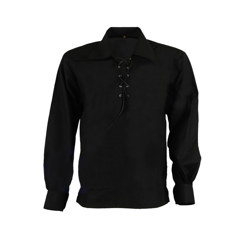 Scottish Boys Ghillie Kilt Shirt Black Jacobite Jacobean Shirt
