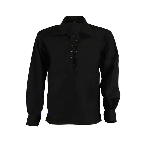 Scottish Boys Ghillie Kilt Shirt Black Jacobite Jacobean Shirt