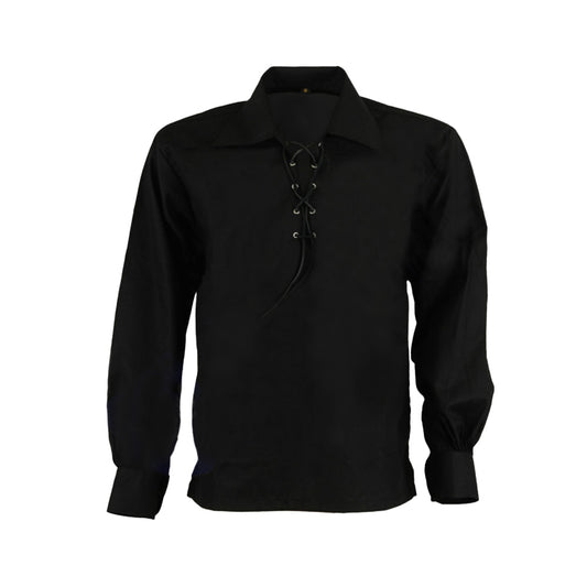 Scottish Boys Ghillie Kilt Shirt Black Jacobite Jacobean Shirt