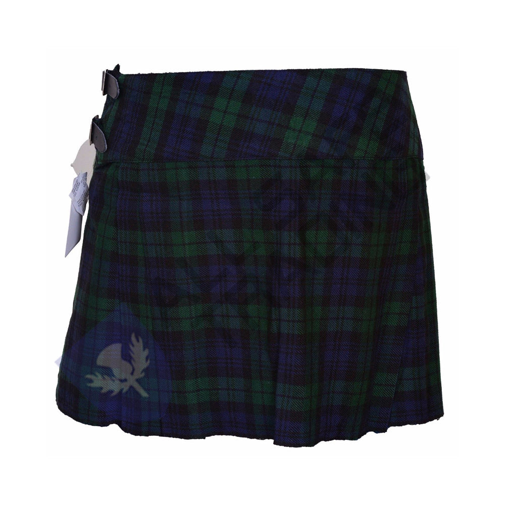 Women's 16'' Black Watch Tartan Pleated Billie Kilt Skirt