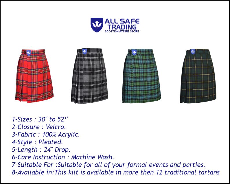 Mens Kilt for Sports, Our Golf Kilt Perfect for Traditional Scottish Clothing, Royal Stewart Tartan Kilt