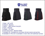 Men's Black Stewart Tartan Hybrid Kilt with Cargo Pockets, Utility Kilt