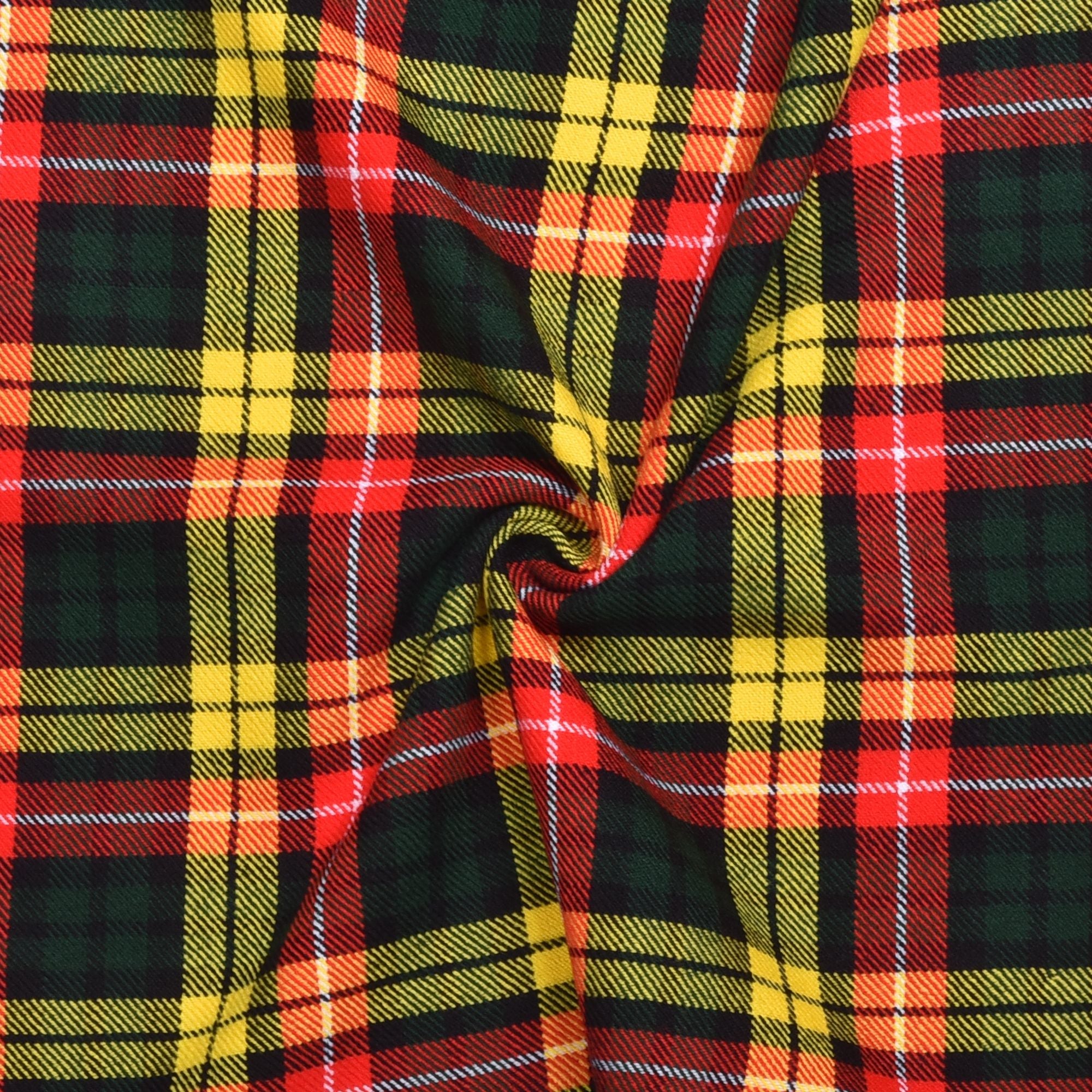 Scottish 13oz Tartan Plaid Fabric By The Yard - Buchanan Tartan