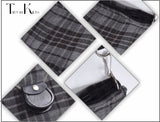Traditional Scottish Women Tartan Bag Pleated Crossbody Purse - Adjustable Straps, Zip Closure Grey Tartan