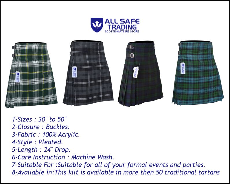 Men's 8 Yard Kilt for Men, Men's Deluxe Kilt, Scottish Tartan Kilt, Highland Wedding Kilt, St. Patrick Kilt