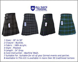 Men's 8 Yard Kilt for Men, Men's Deluxe Kilt, Scottish Tartan Kilt, Highland Wedding Kilt, Grey Watch Kilt