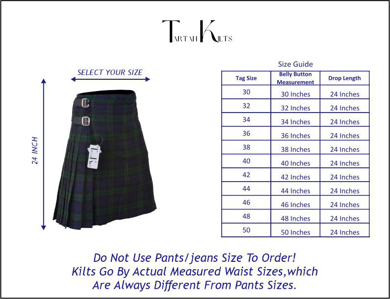 8 Yard Black Watch Kilt for men - Premium Scottish wedding Kilt