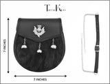 Premium Leather Sporran for Men - Ideal Kilt Accessories for Men, Scottish Kilt Sporran with Chain Belt Art # 7