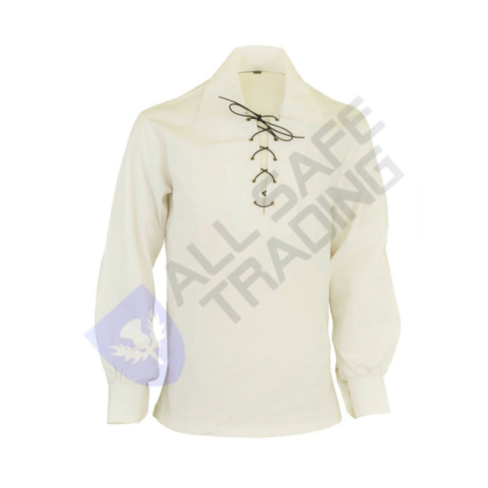 Scottish Boys Ghillie Kilt Shirt Off White Jacobite Jacobean Shirt