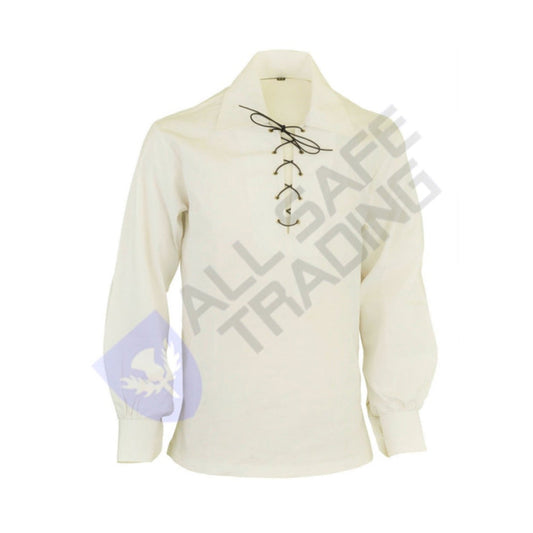 Scottish Boys Ghillie Kilt Shirt Off White Jacobite Jacobean Shirt