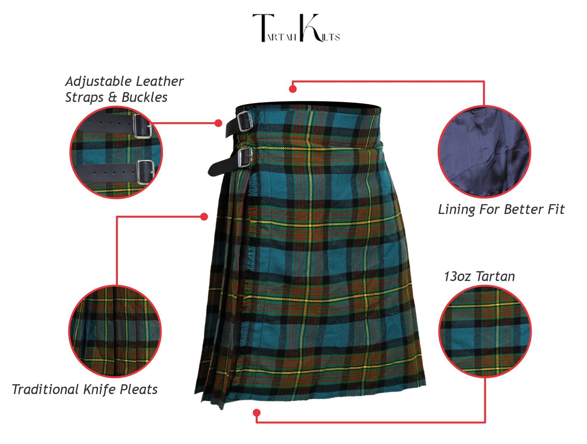 Men's 5 Yard Scottish Tartan Kilt, Highland Wedding Kilt, Muir Tartan Kilt