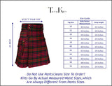 Scottish Men's Modern Macdonald 16oz Tartan Pockets Utility Kilt, Cargo Kilt