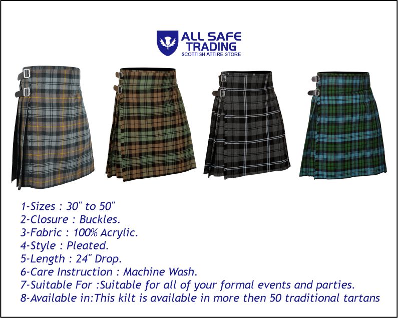 Men's 5 Yard Scottish Tartan Kilt, Highland Wedding Kilt, Gordon Weathered Tartan Kilt