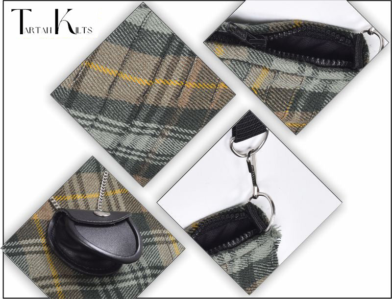 Traditional Scottish Women Tartan Bag Pleated Crossbody Purse - Adjustable Straps, Zip Closure Gordon Weathered Tartan
