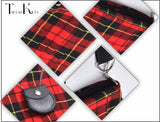 Traditional Scottish Women Tartan Bag Pleated Crossbody Purse - Adjustable Straps, Zip Closure Wallace Tartan