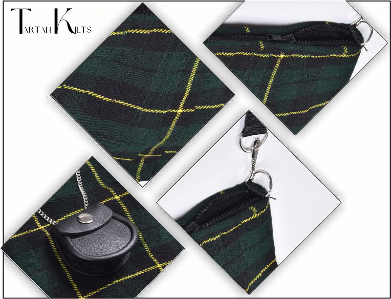 Traditional Scottish Women Tartan Bag Pleated Crossbody Purse - Adjustable Straps, Zip Closure Wallace Hunting Tartan