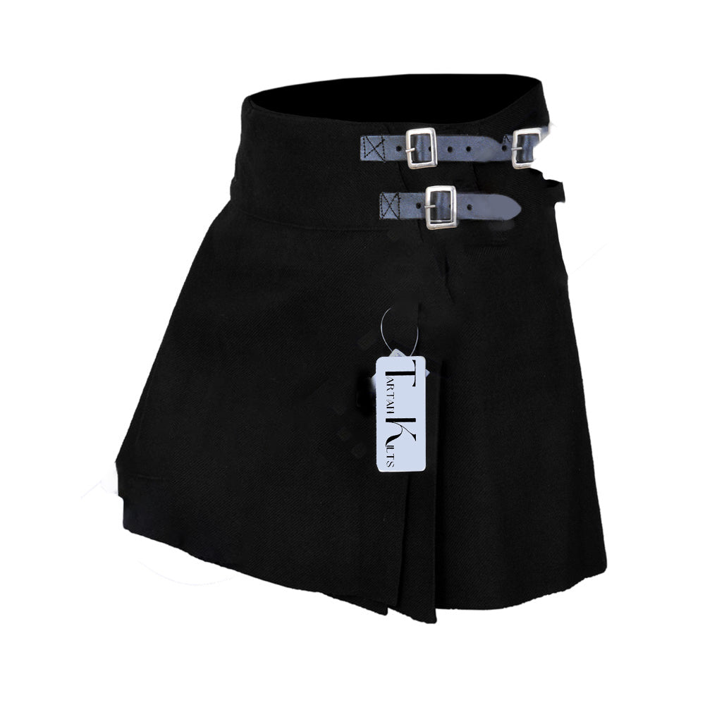 Women's 16'' Black Tartan Pleated Billie Kilt Skirt