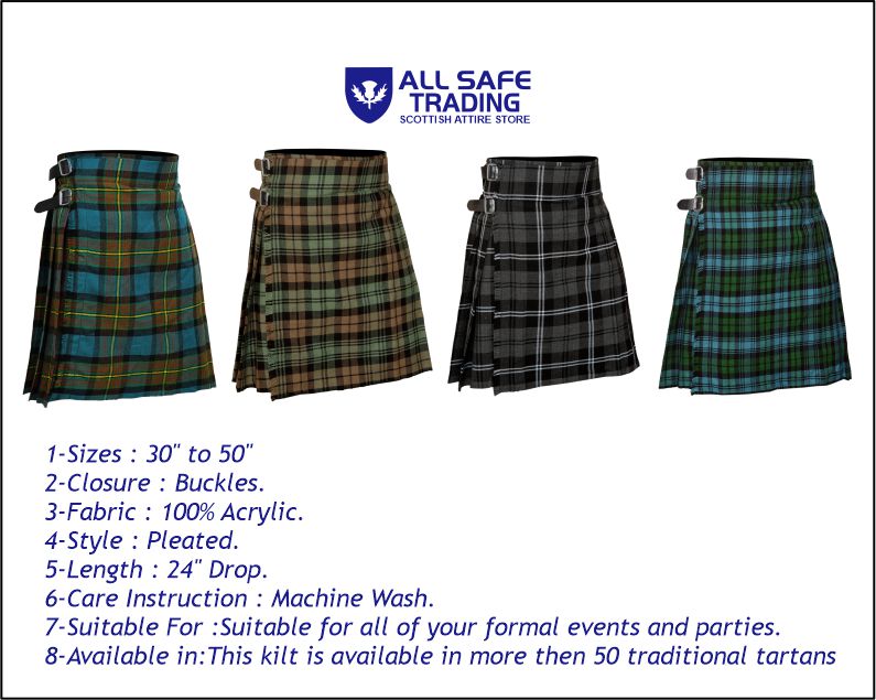 Men's 5 Yard Scottish Tartan Kilt, Highland Wedding Kilt, Muir Tartan Kilt