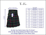 Scottish Men's Modern Mackenzie 16oz Tartan Pockets Utility Kilt, Cargo Kilt