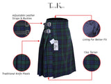 Men's 5 Yard Scottish Tartan Kilt, Highland Wedding Kilt, Black Watch Tartan Kilt