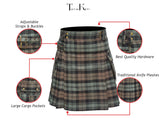 Scottish Men's Modern Black Watch Weathered 16oz Tartan Pockets Utility Kilt, Cargo Kilt