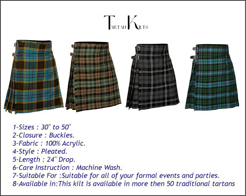 Men's 5 Yard Scottish Tartan Kilt, Highland Wedding Kilt, Anderson Tartan Kilt