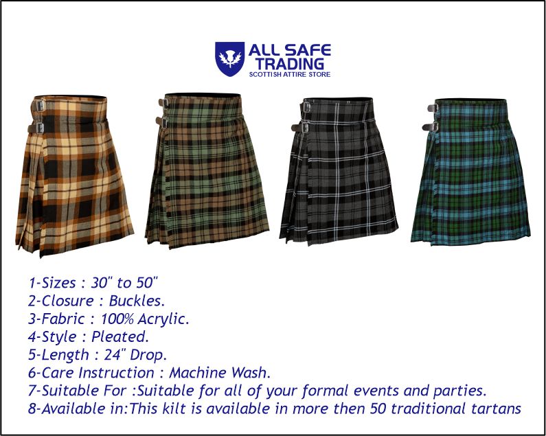 Men's 5 Yard Scottish Tartan Kilt, Highland Wedding Kilt, Rose Ancient Tartan Kilt