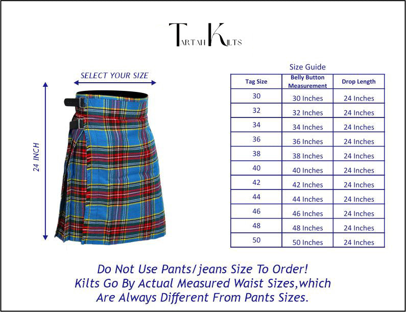  5 yard Macbeth Tartan Kilt sizes