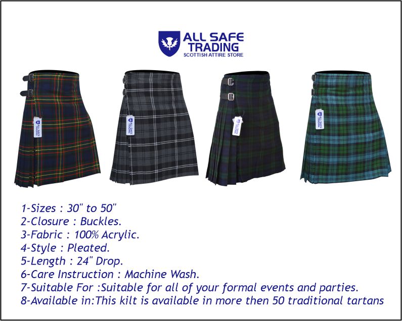 Men's 8 Yard Kilt for Men, Men's Deluxe Kilt, Scottish Tartan Kilt, Highland Wedding Kilt, Maclaren Kilt
