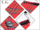 Traditional Scottish Women Tartan Bag Pleated Crossbody Purse - Adjustable Straps, Zip Closure Royal Stewart Tartan