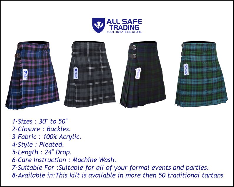 Men's 8 Yard Kilt for Men, Men's Deluxe Kilt, Scottish Tartan Kilt, Highland Wedding Kilt, Pride of Scotland Kilt