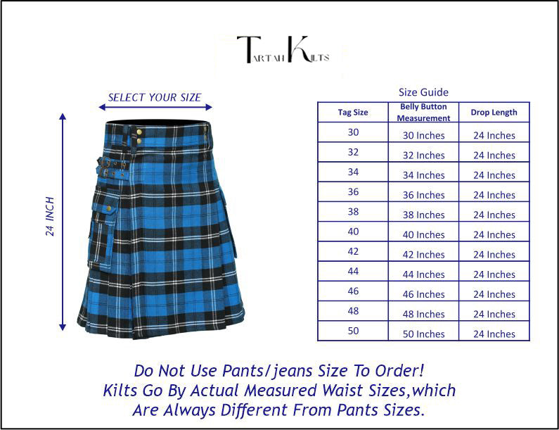 Blue Ramsay Tartan sizes