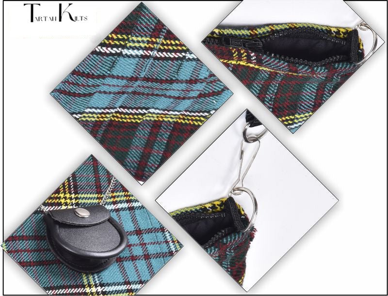 Traditional Scottish Women Tartan Bag Pleated Crossbody Purse - Adjustable Straps, Zip Closure Anderson Tartan