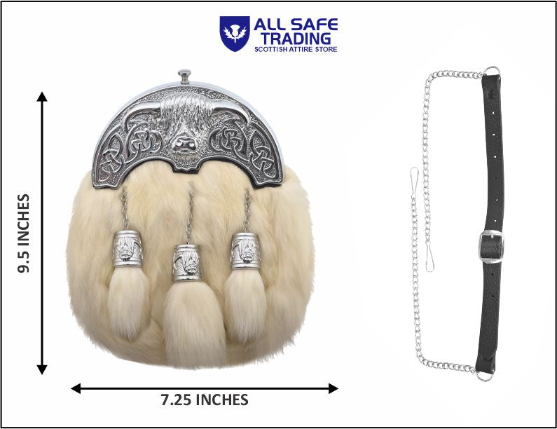 Premium Leather Sporran for Men - Ideal Kilt Accessories for Men, Scottish Kilt Sporran with Chain Belt Art # 3