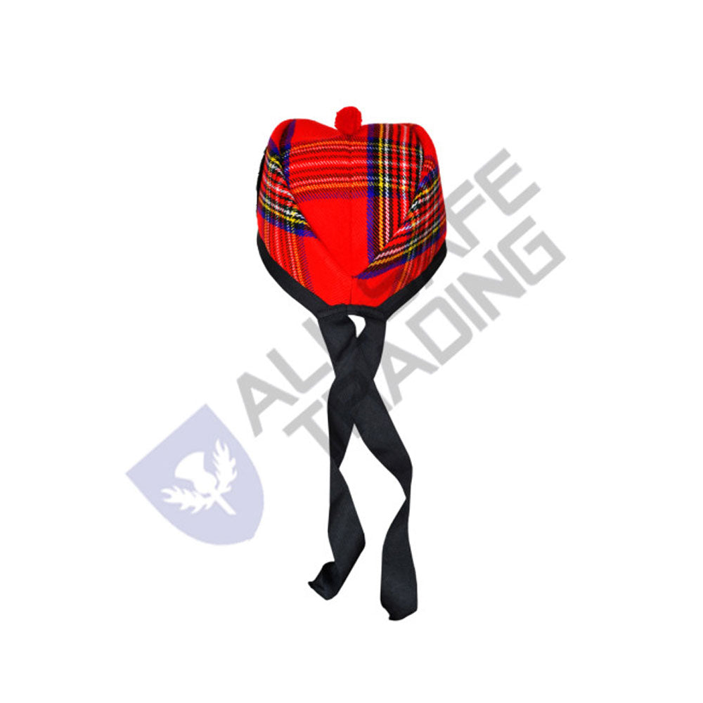 Scottish Royal Stewart Glengarry Hat with Red Pompom