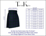 black watch tartan kilt sizes