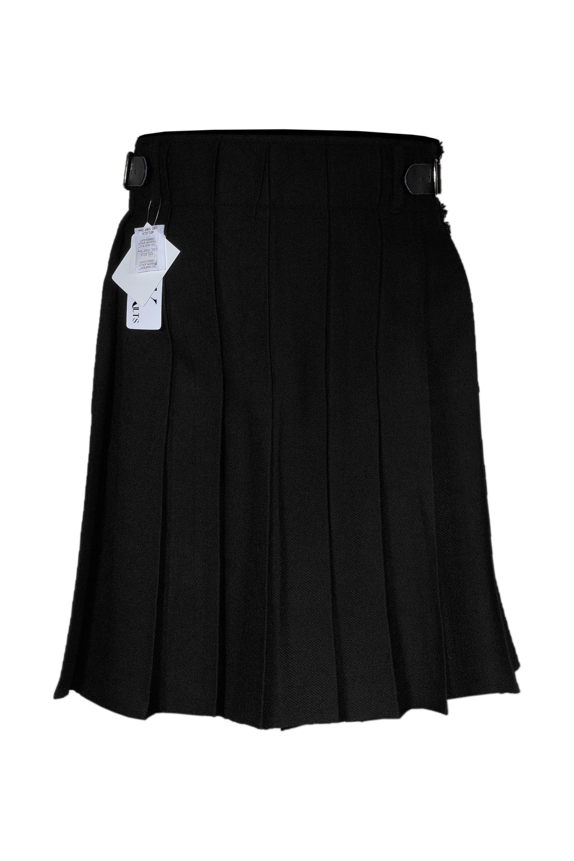 Authentic Scottish Men's Tartan Kilts - Highland Light Weight Value Kilt Embrace Your Heritage with Comfort Plain Black Tartan Kilt