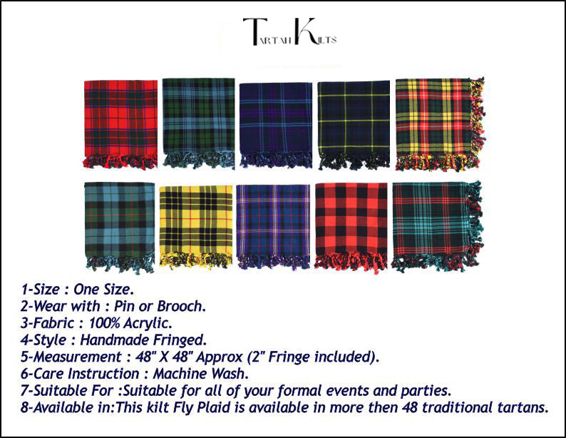 Scottish Men's Kilt Tartan Fly Plaid - Brown Watch