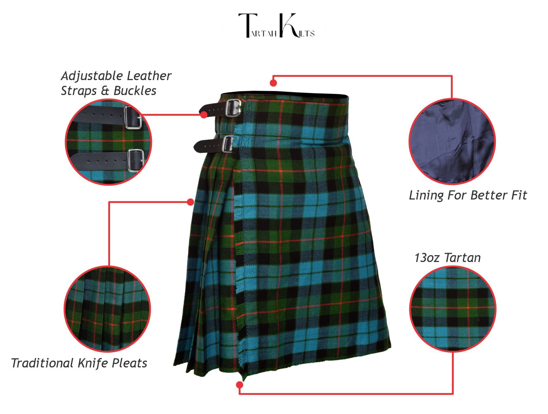 5 Yard Gunn Ancient Tartan Kilt Stylish Scottish Outfit