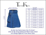 Men's Deluxe Utility Denim Kilt - Modern Utility Kilt for Men, Authentic Jean Kilts with Tactical Style