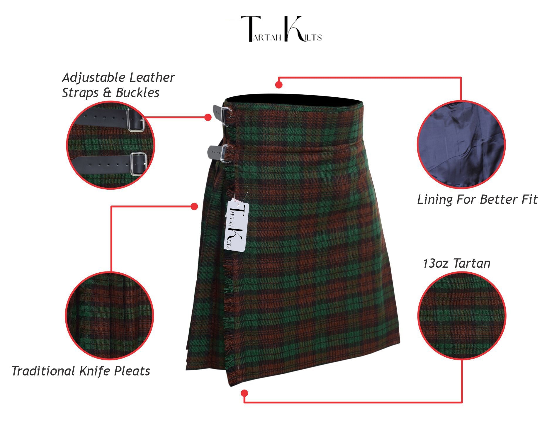 5 Yard Brown Watch Tartan Kilt Stylish Scottish Outfit
