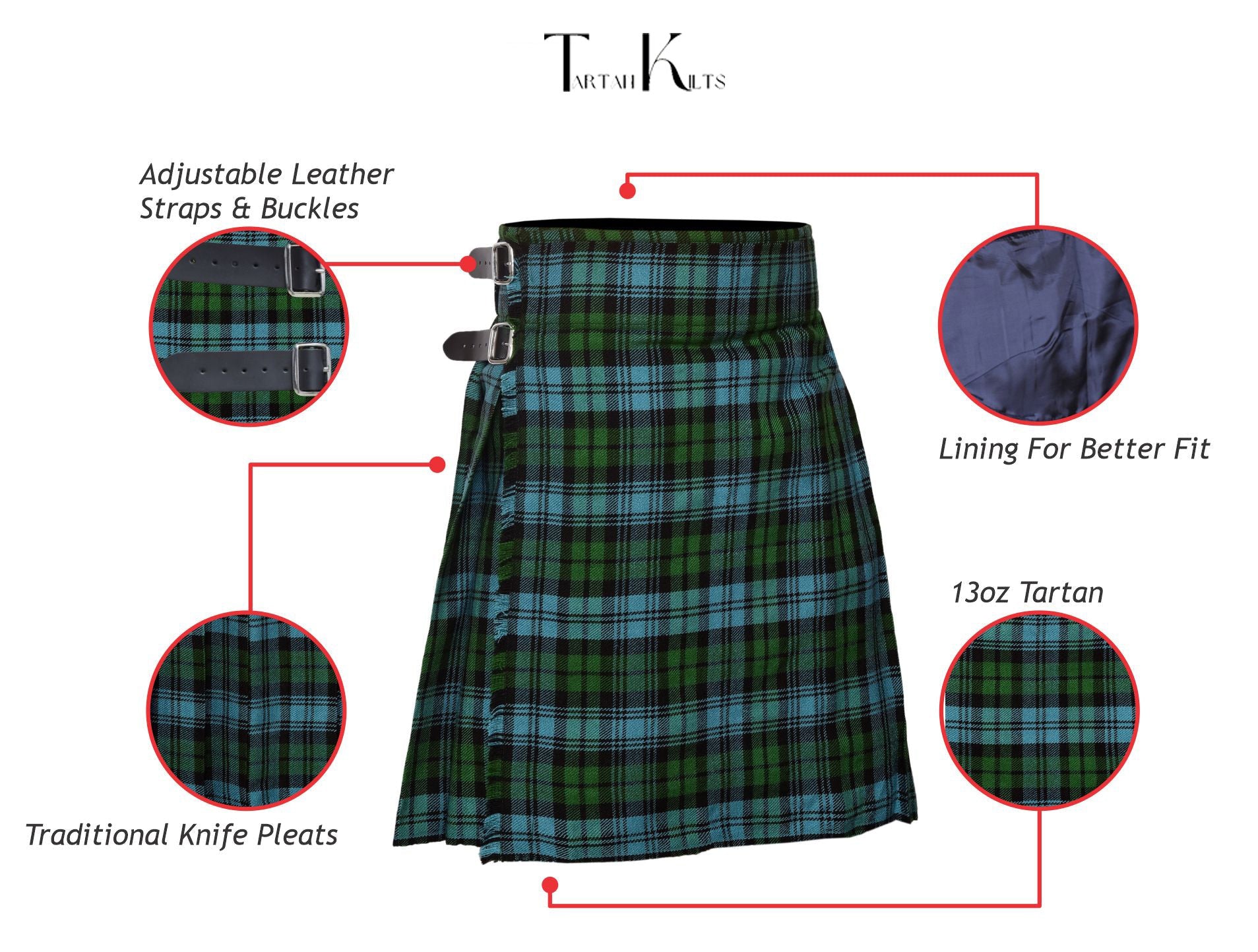 5 Yard Campbell Ancient Tartan Kilt Stylish Scottish Outfit