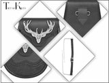 Premium Leather Sporran for Men - Ideal Kilt Accessories for Men, Scottish Kilt Sporran with Chain Belt Art # 6