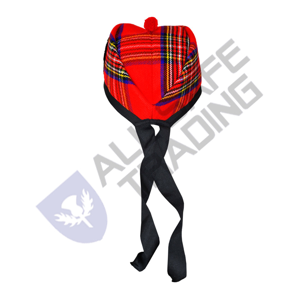 Scottish Royal Stewart Glengarry Hat with Red Pompom