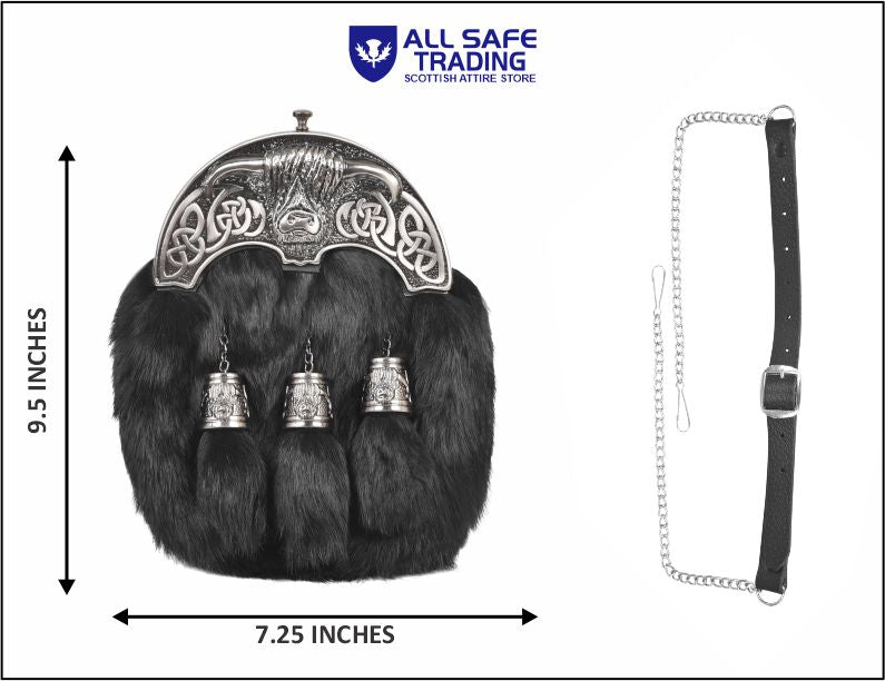 Premium Leather Sporran for Men - Ideal Kilt Accessories for Men, Scottish Kilt Sporran with Chain Belt Art # 4