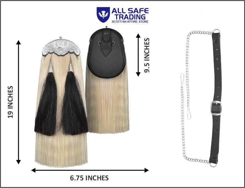 Premium Leather Sporran for Men - Ideal Kilt Accessories for Men, Scottish Kilt Sporran with Chain Belt Art # 12