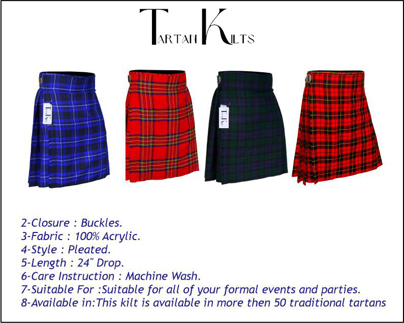 Authentic Scottish Men's Tartan Kilts - Highland Light Weight Value Kilt Embrace Your Heritage with Comfort American Patriot Tartan Kilt